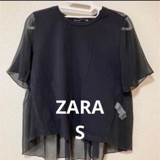 ザラ(ZARA)のZARA バックデザイン　異素材Ｔシャツ　シースルートップス　Sサイズ(Tシャツ(半袖/袖なし))