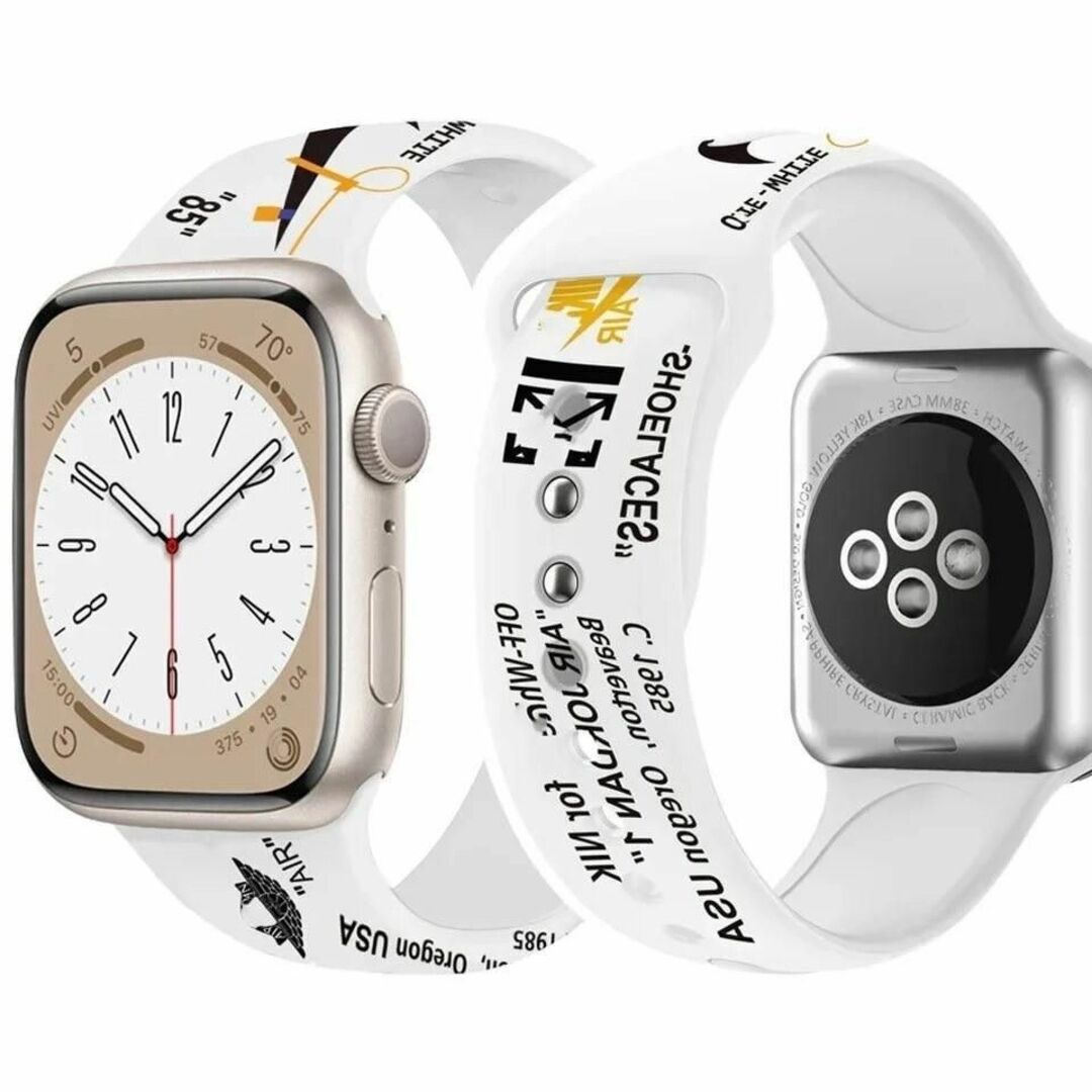 Apple Watch ラバー バンド ベルト ホワイト 38 40 41mm - ラバーベルト