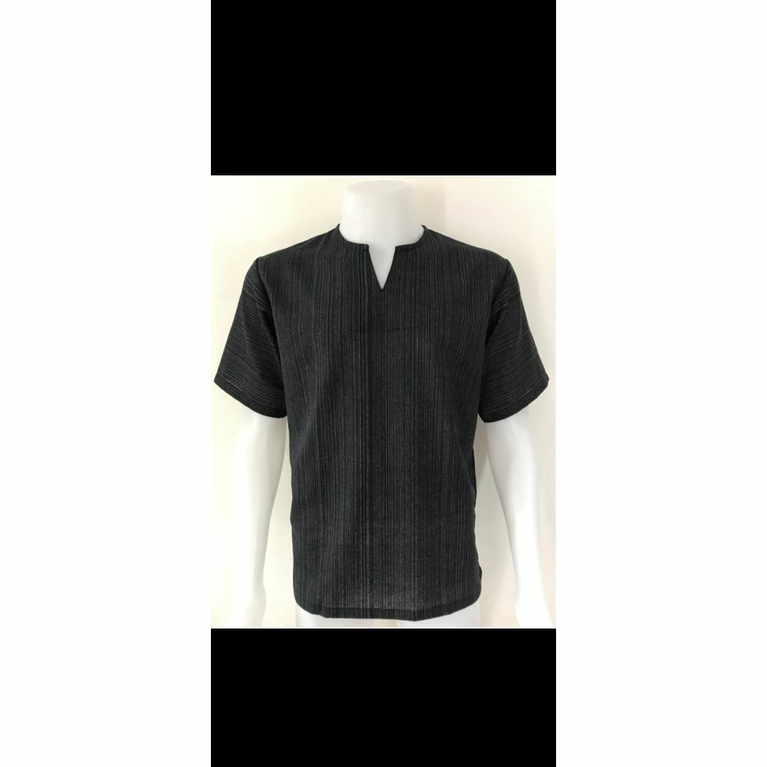 アジアン エスニック Tシャツ  Vネック 半袖  ダイダイ ブラックXL レディースのトップス(Tシャツ(半袖/袖なし))の商品写真