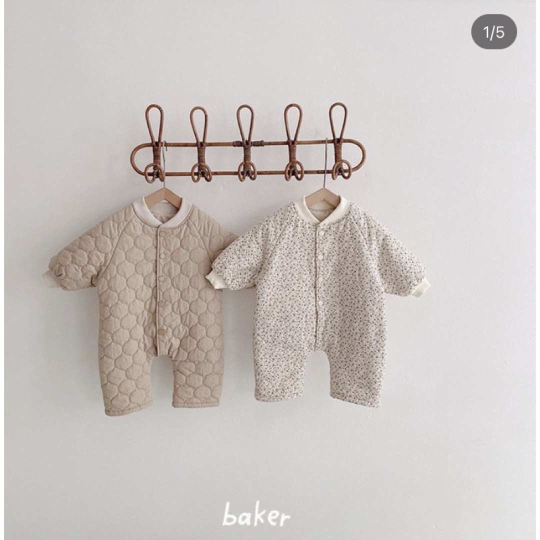 BAKER(ベイカー)のBaker ボタンロンパースアウター　66cm キッズ/ベビー/マタニティのベビー服(~85cm)(ロンパース)の商品写真