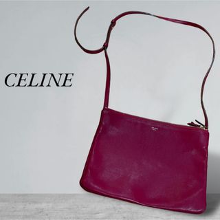 セリーヌ(celine)のCELINE セリーヌ Trio トリオ レザー ショルダーバッグ　赤(ショルダーバッグ)