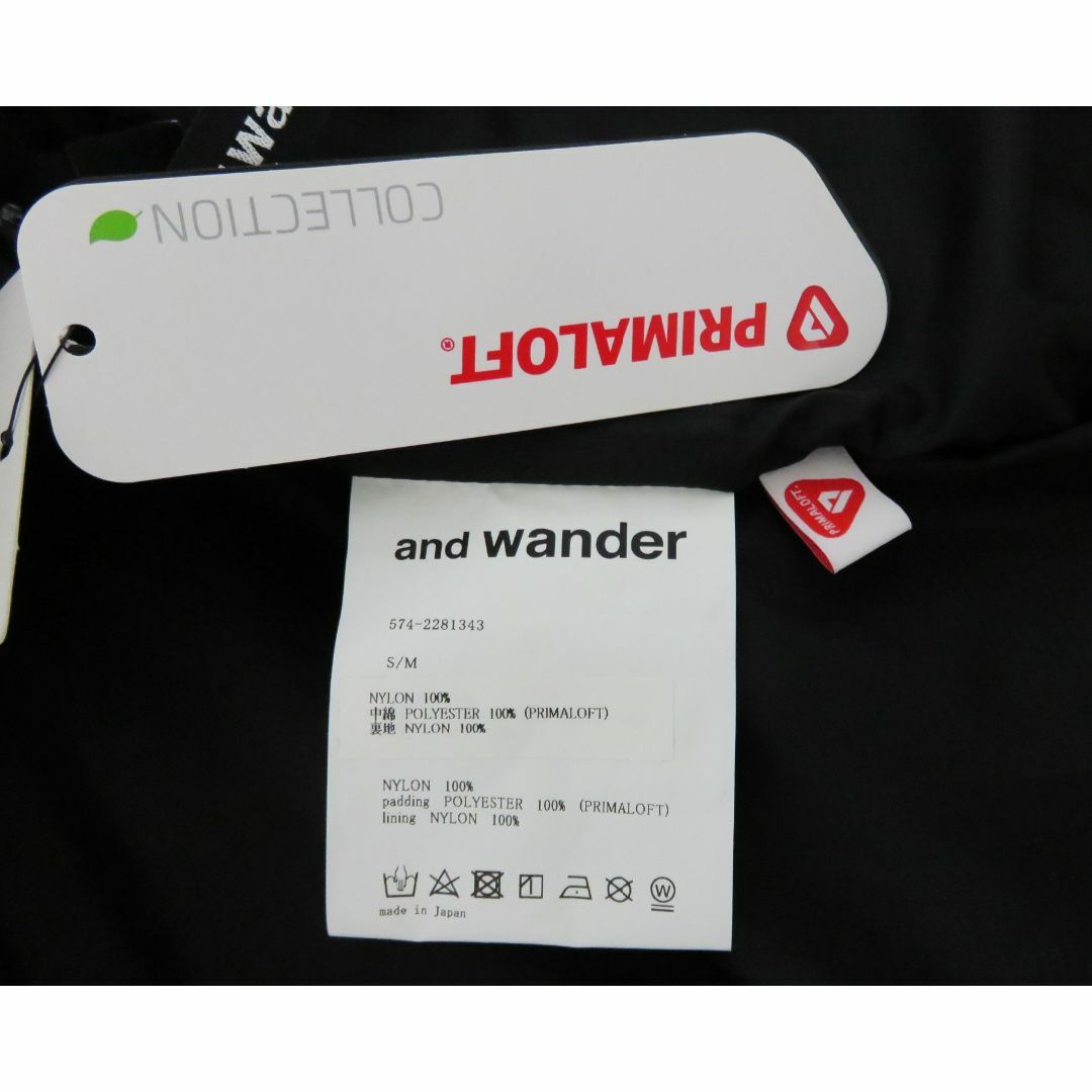 and wander(アンドワンダー)のand wander PRIMALOFT rip coat S/M ブラック メンズのジャケット/アウター(その他)の商品写真