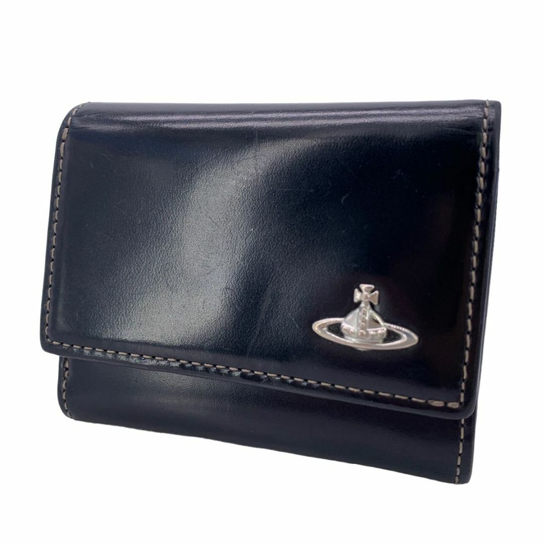 Vivienne Westwood ヴィヴィアンウエストウッド メンズ財布 オーブ コンパクトウォレット トリコロール ステッチ 黒 かわいい 23028760 MKのサムネイル
