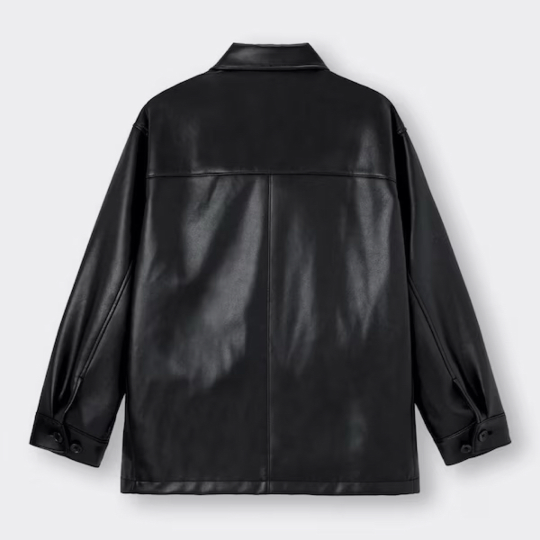 GU(ジーユー)のジーユー　フェイクレザーブルゾンNT+E ブラック　XLサイズ メンズのジャケット/アウター(レザージャケット)の商品写真