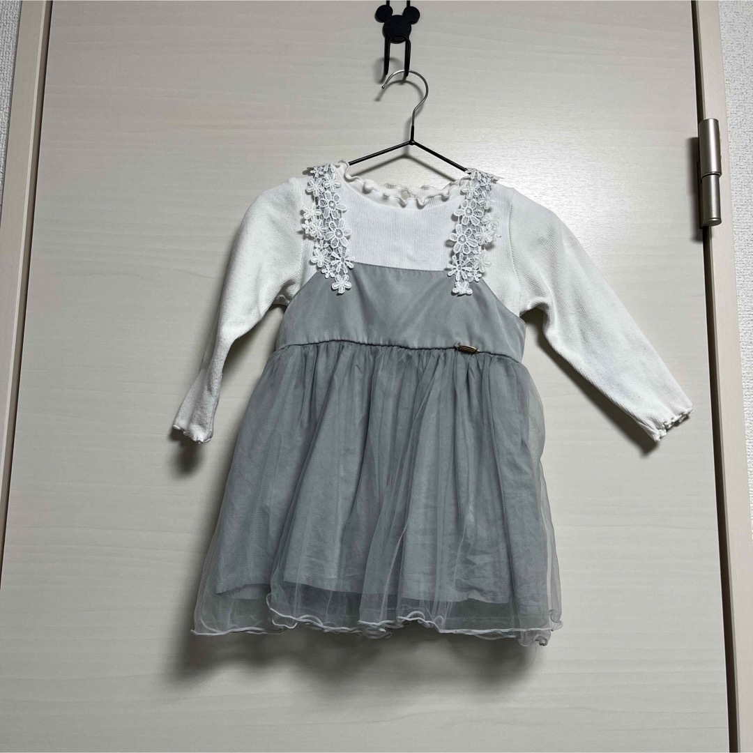 petit main(プティマイン)のロンTとキャミワンピのセットアップ　90 キッズ/ベビー/マタニティのキッズ服女の子用(90cm~)(ワンピース)の商品写真