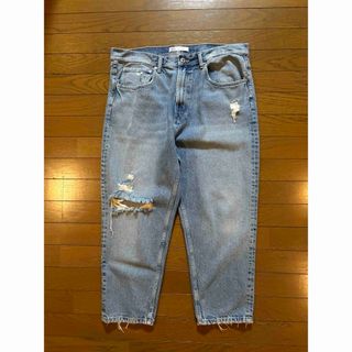 ザラ(ZARA)のZARA DAMAGE CROPPED DENIM PANTS BLUE W36(デニム/ジーンズ)