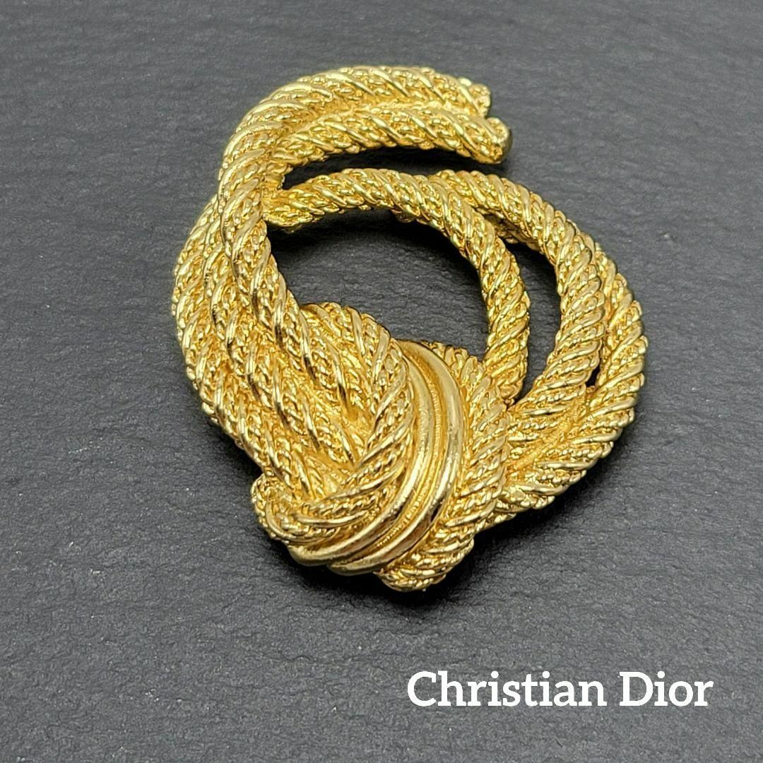 極美品】Christian Dior ブローチ ロープ ノット ゴールド-