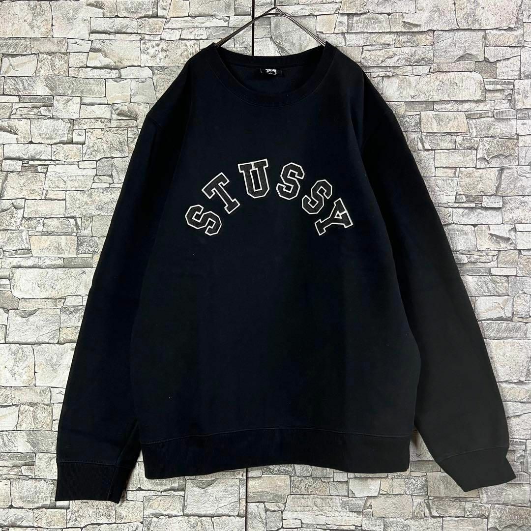 【即完売モデル】STUSSY アーチ　刺繍ロゴ　希少L 入手困難　スウェット