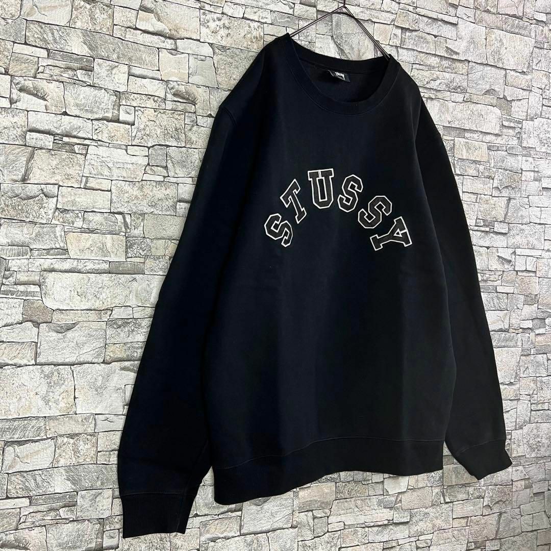 【即完売モデル】STUSSY アーチ　刺繍ロゴ　希少L 入手困難　スウェット