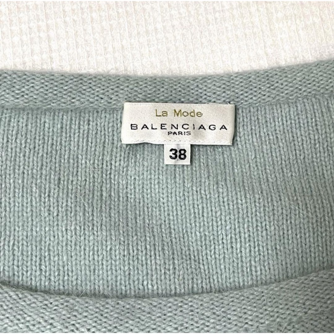 Balenciaga(バレンシアガ)の美品　バレンシアガ　アンゴラニット　くすみブルー　七分丈　BALENCIAGA レディースのトップス(ニット/セーター)の商品写真