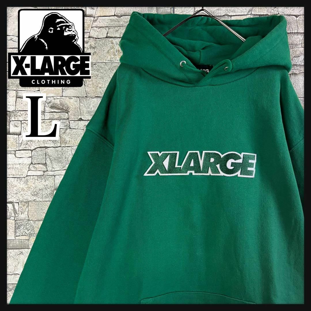 【超人気カラー】XLARGE 刺繍　センターロゴ　パーカー　入手困難　人気　L | フリマアプリ ラクマ