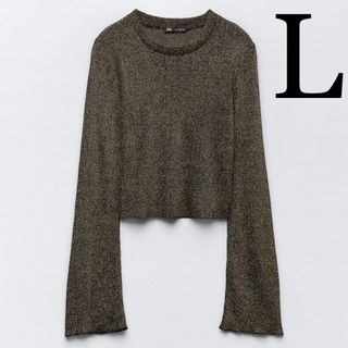 ザラ(ZARA)の新品♡ZARA SNS話題大人気完売！メタリックヤーントップス　L(カットソー(長袖/七分))