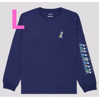 グラニフ(Design Tshirts Store graniph)のグラニフ 11ぴきのねこ お花　ロンＴ　L ネイビー(キャラクターグッズ)