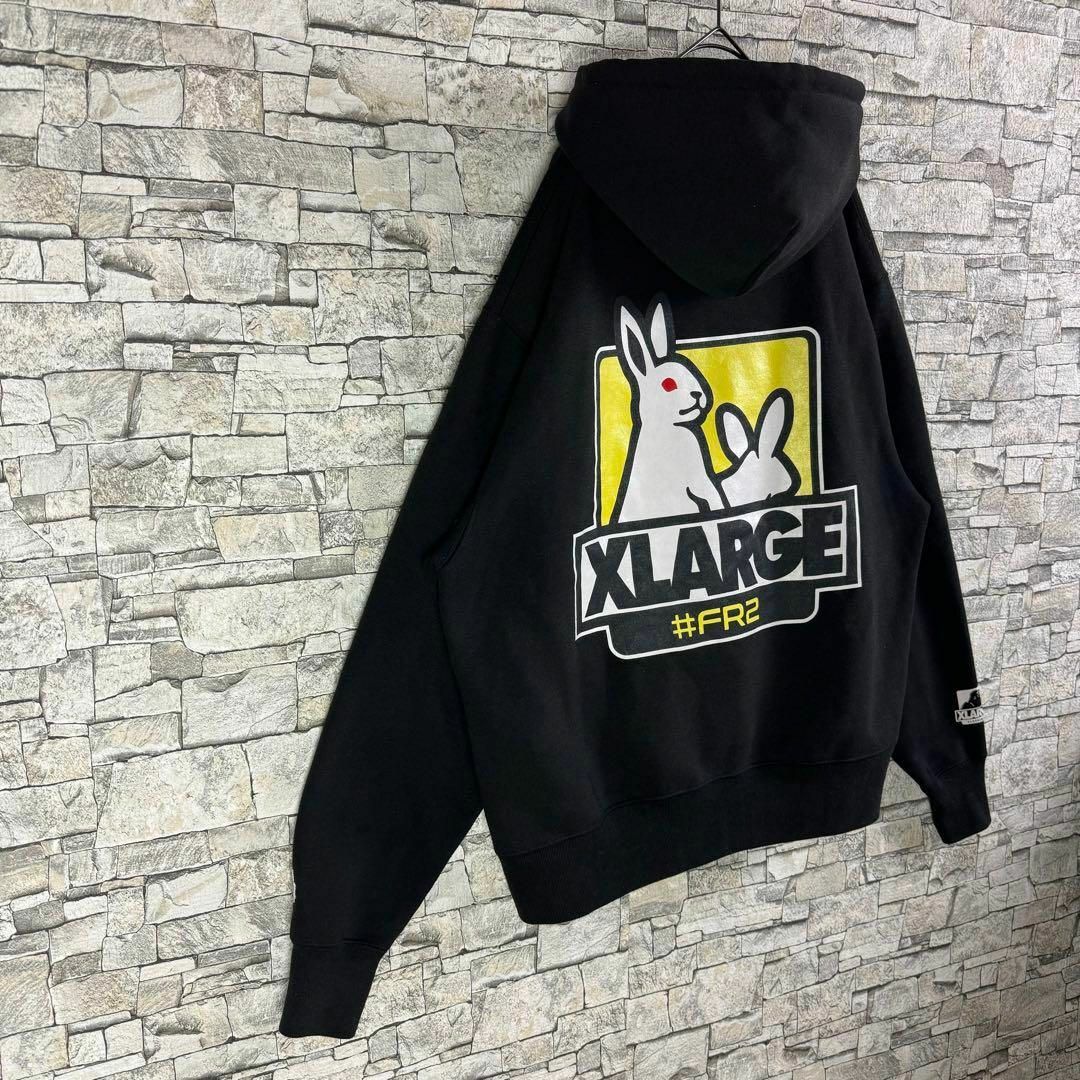 【最強コラボ】FR2×XLARGE パーカー　バックプリント　刺繍ロゴ　入手困難