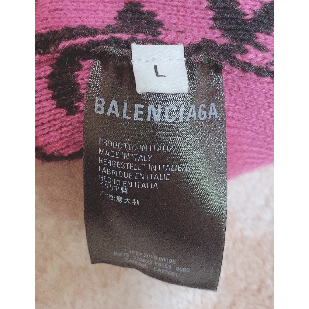 Balenciaga(バレンシアガ)のBALENCIAGA バレンシアガ ニット セーター 黒 ブラック ピンク ロゴ メンズのトップス(ニット/セーター)の商品写真