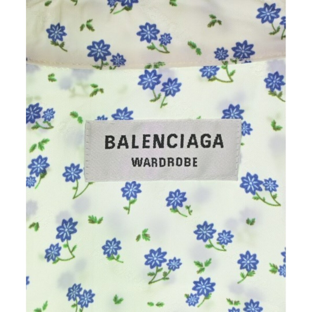 BALENCIAGA カジュアルシャツ 34(XXS位) 白x青x緑(花柄) 【古着】【中古】