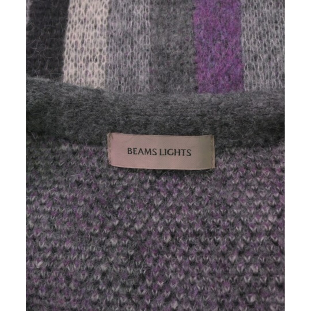 BEAMS LIGHTS(ビームスライツ)のBEAMS Lights ニット・セーター L グレーx紫x黒(ストライプ) 【古着】【中古】 メンズのトップス(ニット/セーター)の商品写真