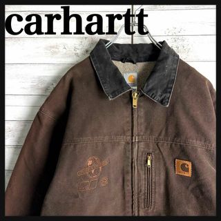 U41【Carhartt】ダック地 アクティブジャケット【メンズM】ブラウン