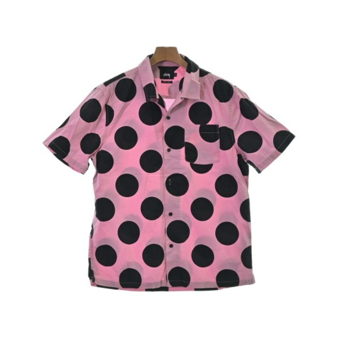 STUSSY ステューシー カジュアルシャツ M ピンクx黒(ドット) 【古着】