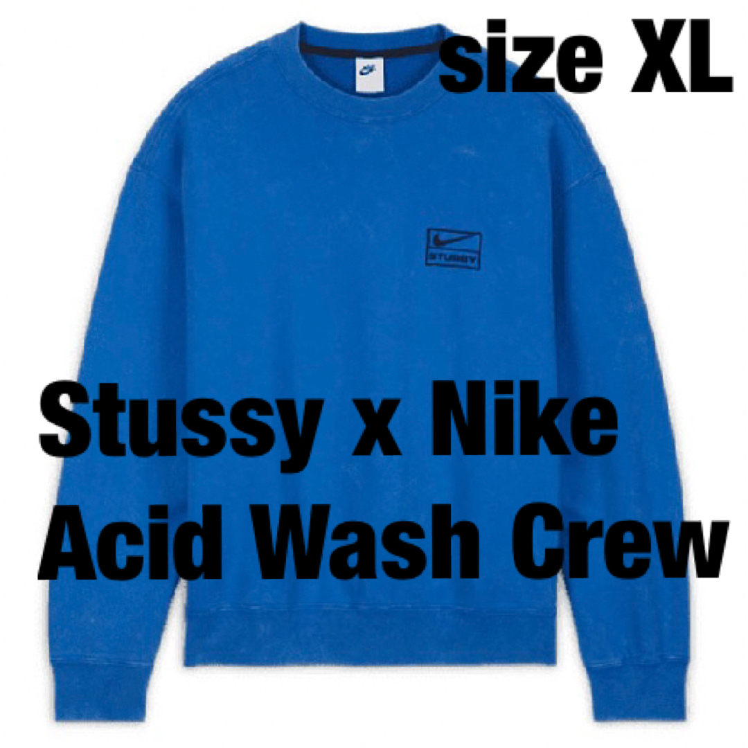 Stussy x Nike Acid Wash Crew Blue ステューシーサイズXL