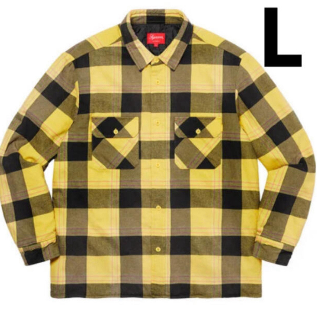 supreme quilted flannel shirt Lサイズトップス