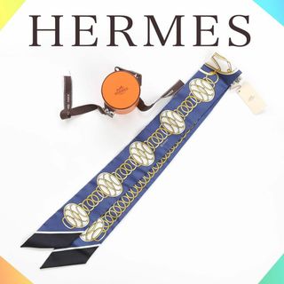 エルメス(Hermes)のエルメス HERMES ツイリースカーフ ブルー シルク100% 新品未使用(バンダナ/スカーフ)