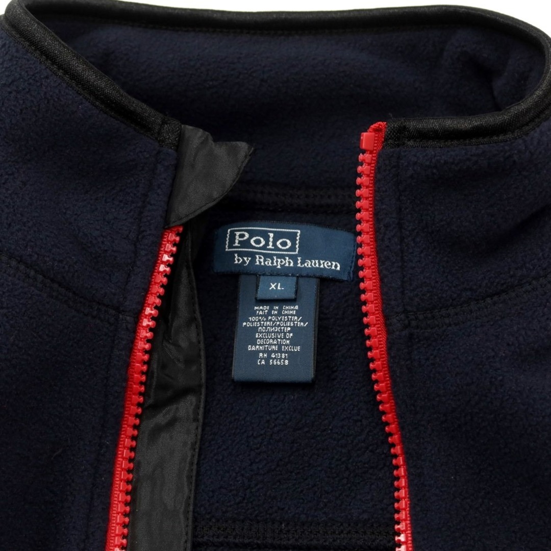 POLO RALPH LAUREN(ポロラルフローレン)の【中古】ポロ ラルフローレン Polo Ralph Lauren ポリエステル ジップアップ フリース ベスト ネイビーxレッド【サイズXL】【レディース】 レディースのジャケット/アウター(その他)の商品写真