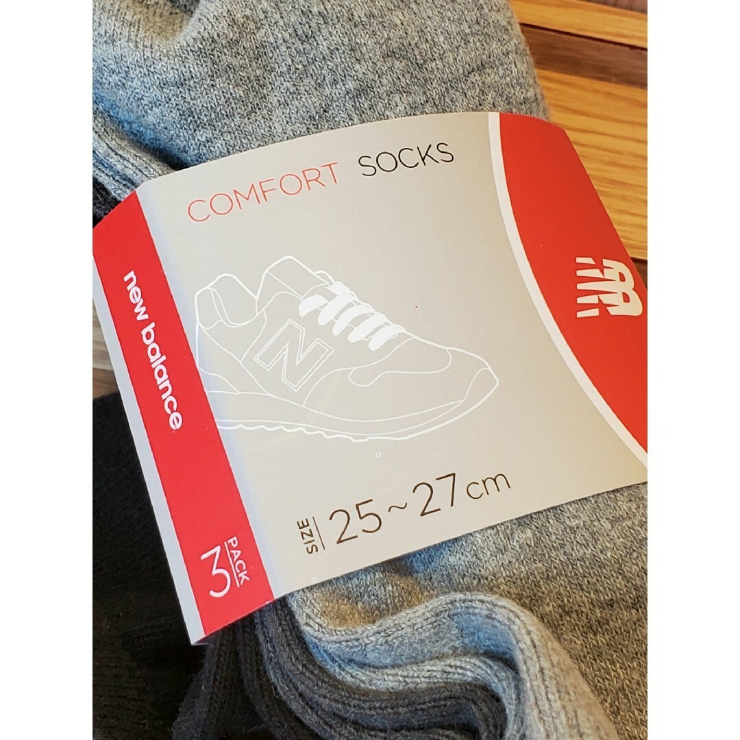 New Balance(ニューバランス)の3足組 new balance ソックス 25～27cm インドコットン タグ付 メンズのレッグウェア(ソックス)の商品写真