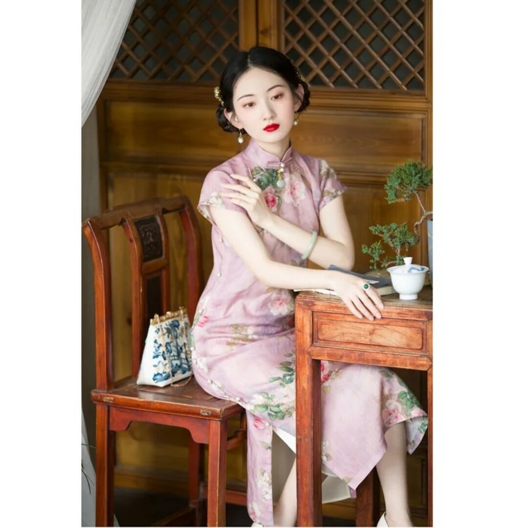 チャイナドレス　ピンク エンタメ/ホビーのコスプレ(衣装)の商品写真