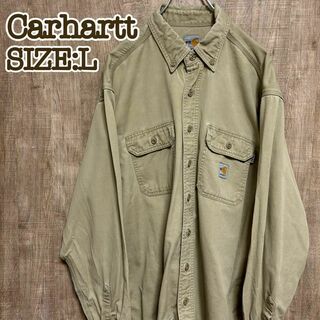 カーハート(carhartt)のCarhartt FR カーハート　ワークシャツ　ベージュ　ワンポイントロゴ　L(シャツ)