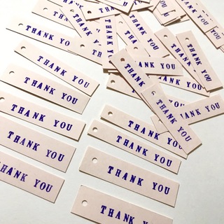 ［ THANK YOU ］タグ ピンク × むらさき 50枚入(カード/レター/ラッピング)