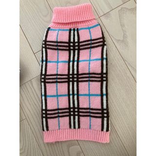 売り切りセール 犬用 服 チェック ニット ピンク(犬)