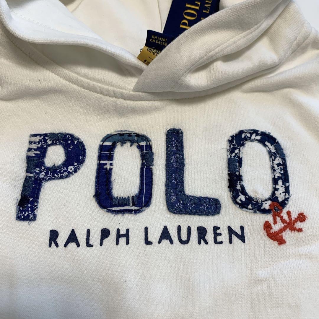 Ralph Lauren(ラルフローレン)の【新品】ラルフローレン ポロロゴ パーカー ワンピース ホワイト 6  キッズ/ベビー/マタニティのキッズ服女の子用(90cm~)(ワンピース)の商品写真