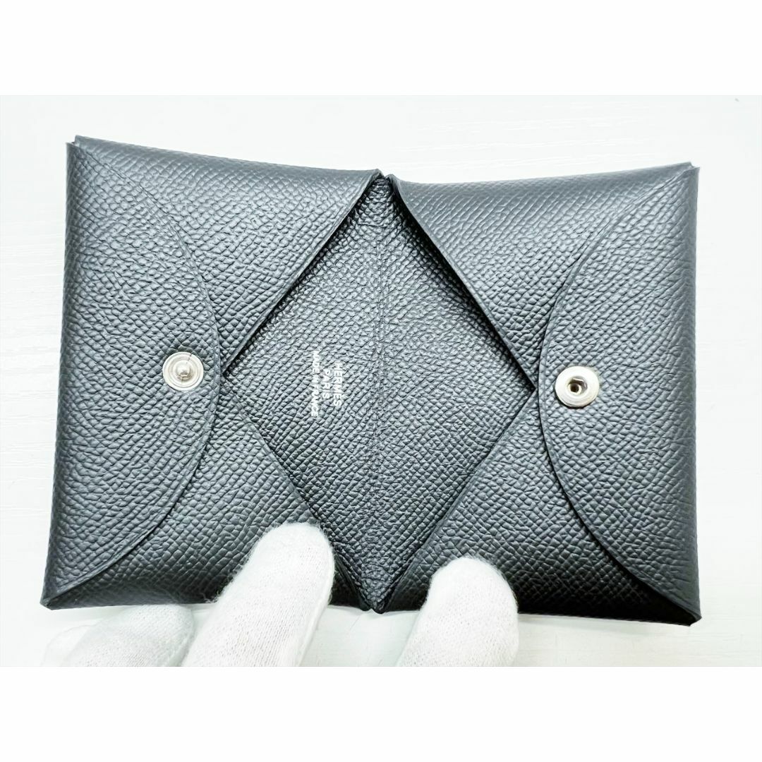 Hermes - 使用感なし 美品 エルメス カルヴィ 名刺 カードケース 黒 U