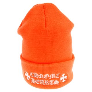 クロムハーツ(Chrome Hearts)のCHROME HEARTS クロムハーツ WATCH CAP Neon Orange ワッチキャップ ロゴ刺繍 ビーニー ニットキャップ ニット帽 オレンジ(ニット帽/ビーニー)