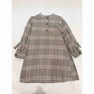 ザラキッズ(ZARA KIDS)のZARA kids 116cm チェック柄バンドカラーワンピース(ワンピース)