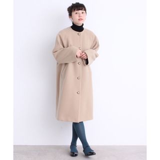 ドットアンドストライプスチャイルドウーマン(Dot&Stripes CHILDWOMAN)のスーパー100S モッサ加工 メタルボタン ノーカラーコート(ロングコート)