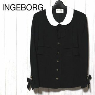 INGEBORG ピンクハウス　ノーカラーレザージャケット　金ボタン