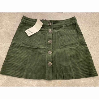 ザラ(ZARA)の新品　ZARA 緑　グリーン　台形スカート コーデュロイスカート スカート(ミニスカート)
