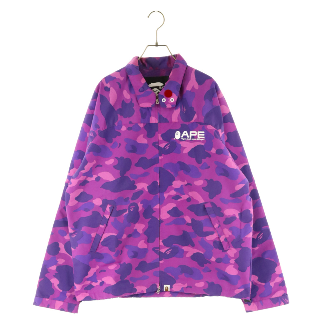 A BATHING APE アベイシングエイプ ロゴプリントカモ柄ジップアップジャケット ブルゾン 迷彩 パープル65センチ裄丈