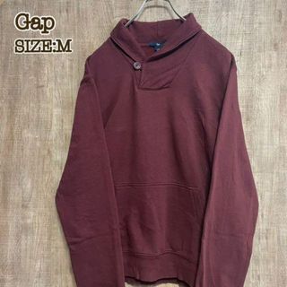 古着 Gap ギャップ　襟付きスウェット 　ワインレッド　M(スウェット)