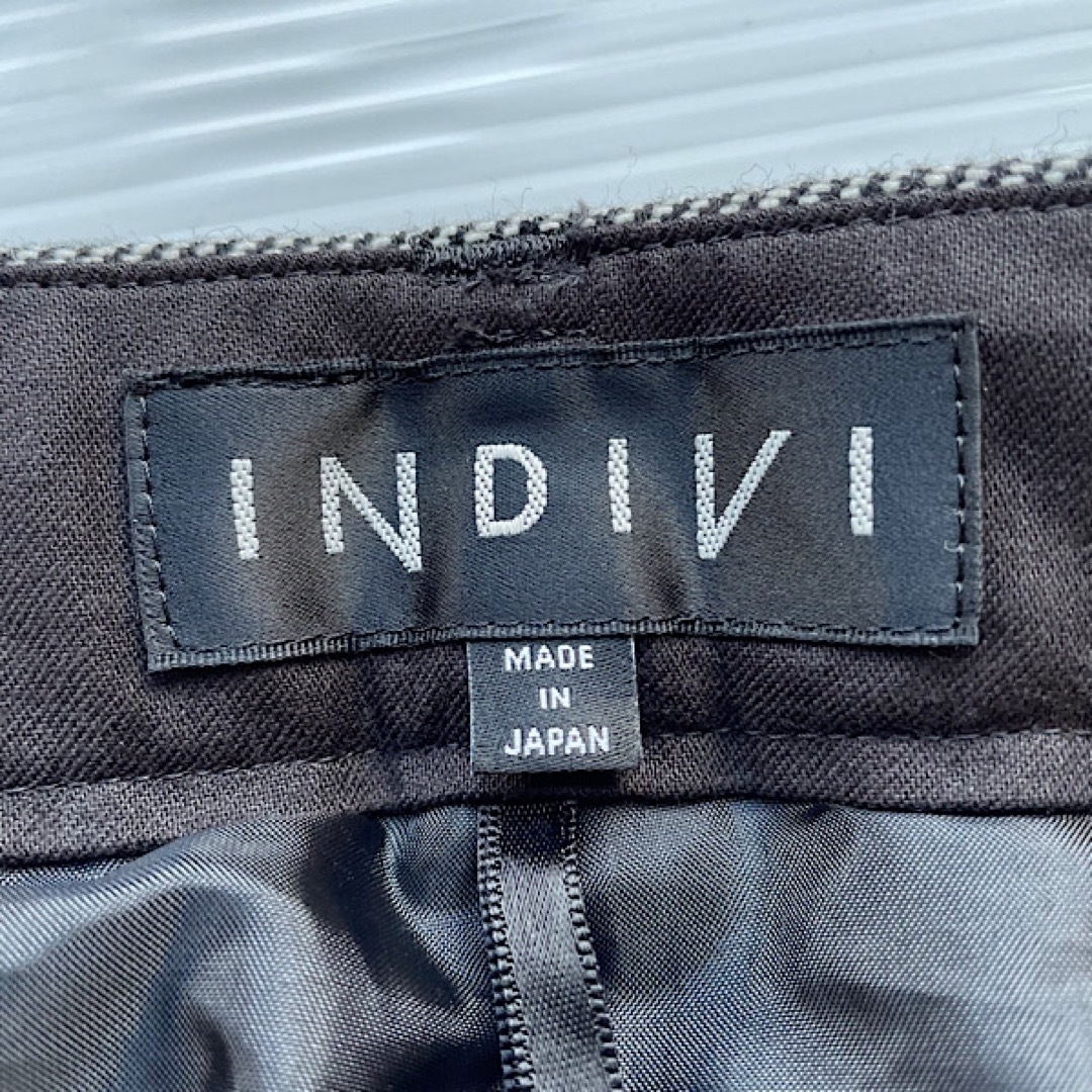 INDIVI - INDIV インディヴィ ワイドパンツ 白 黒 38の通販 by hadu