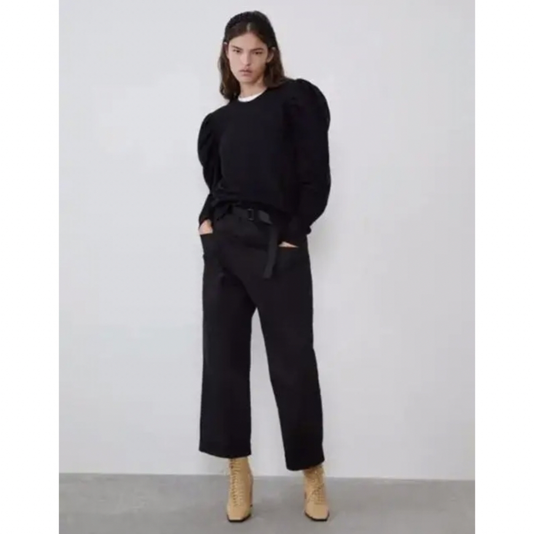 ZARA(ザラ)のZARA ザラ  パフスリーブスエット 黒 S ボリュームスリーブ レディースのトップス(トレーナー/スウェット)の商品写真