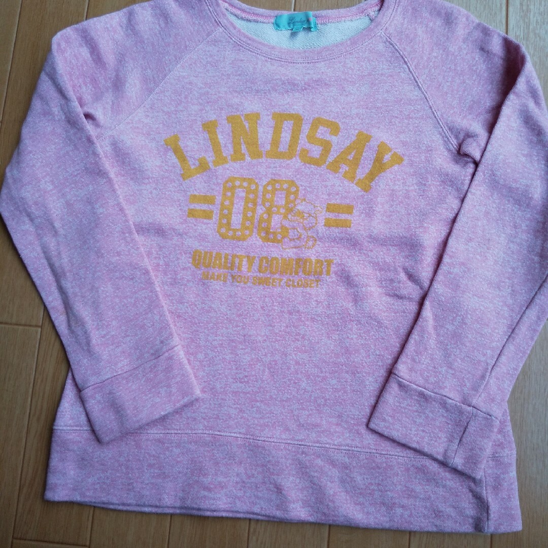 Lindsay　リンジィ　トレーナー　Mサイズ　１５０㎝　ピンク キッズ/ベビー/マタニティのキッズ服女の子用(90cm~)(Tシャツ/カットソー)の商品写真