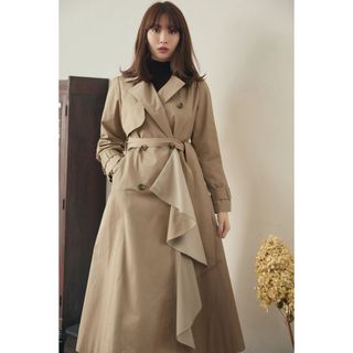 herlipto Gaba Ruffled Cotton Trench Coat-