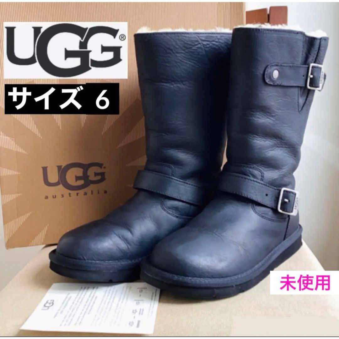 UGG - UGG ブラック レザー ケンジントン ブーツ エンジニア5678 US6の ...