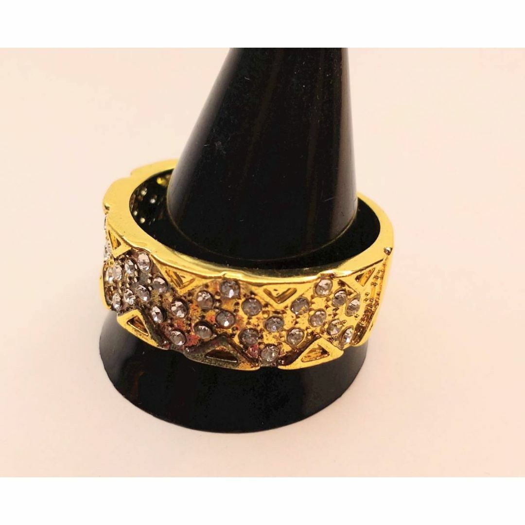 【２９号】シンプル　ゴールド　ラインストーン　リング　指輪　光石 メンズのアクセサリー(リング(指輪))の商品写真