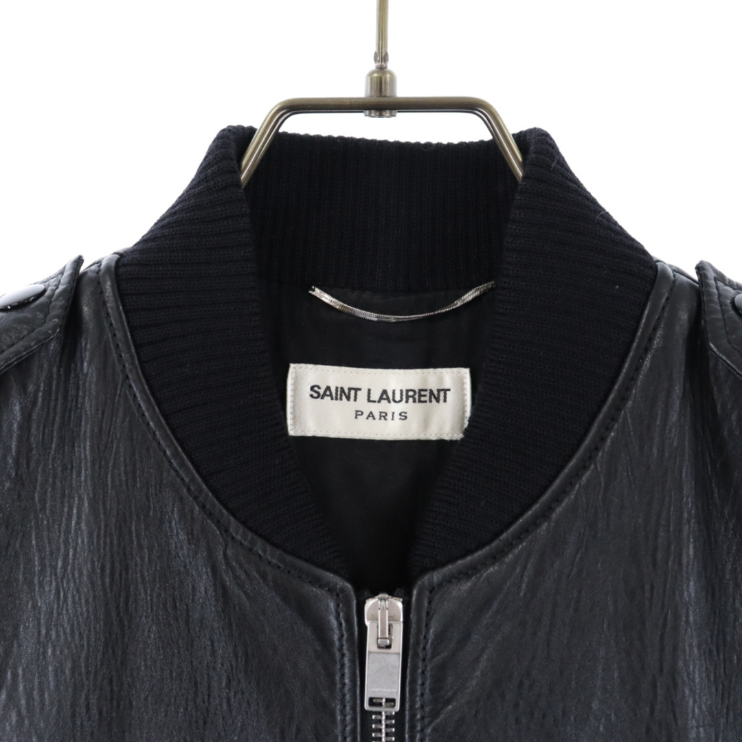 Saint Laurent(サンローラン)のSAINT LAURENT PARIS サンローランパリ クラシック レザーボンバージャケット 455813Y5NQ1 ブラック メンズのジャケット/アウター(フライトジャケット)の商品写真