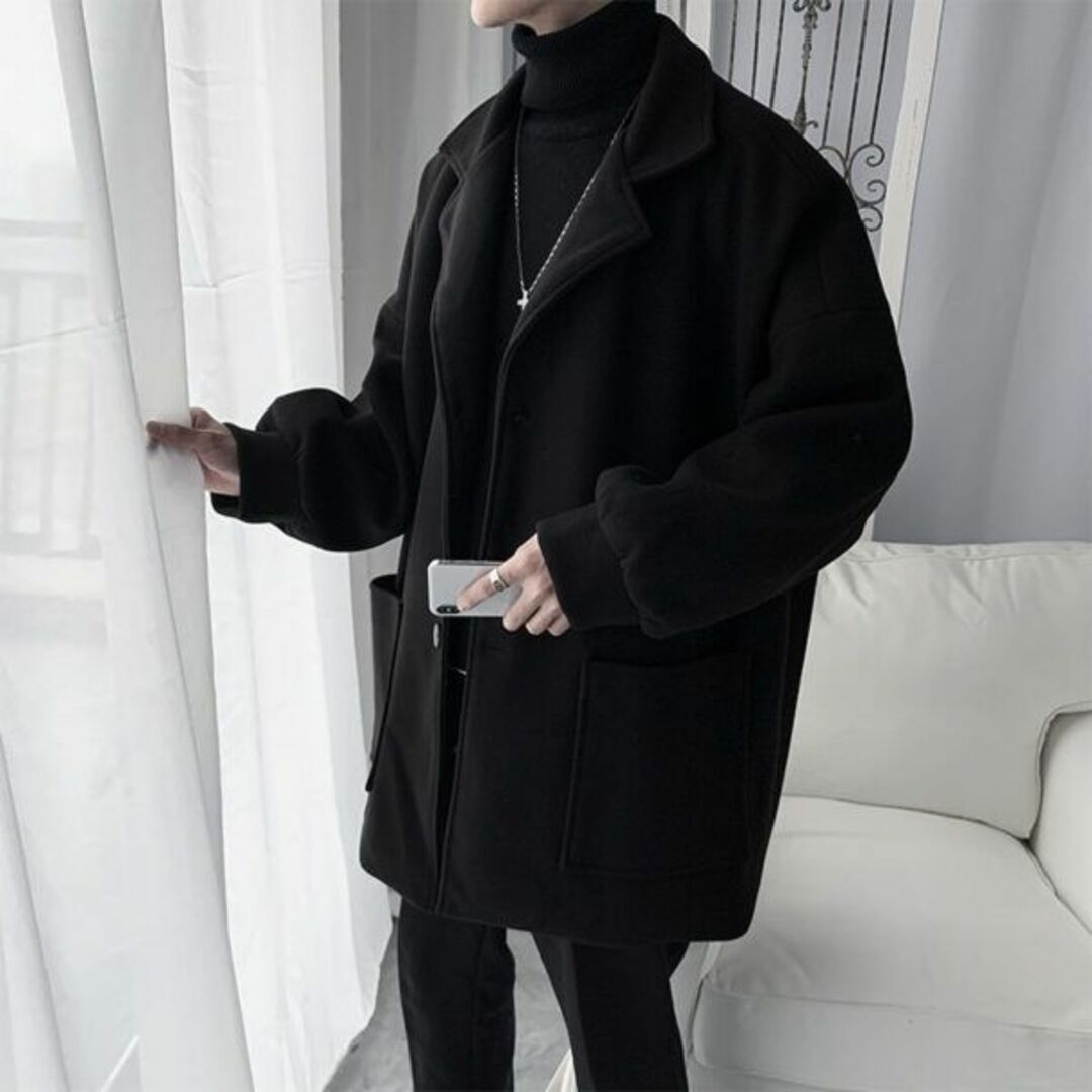 ビッグシルエット チェスターコート ロングコート メンズのジャケット/アウター(チェスターコート)の商品写真