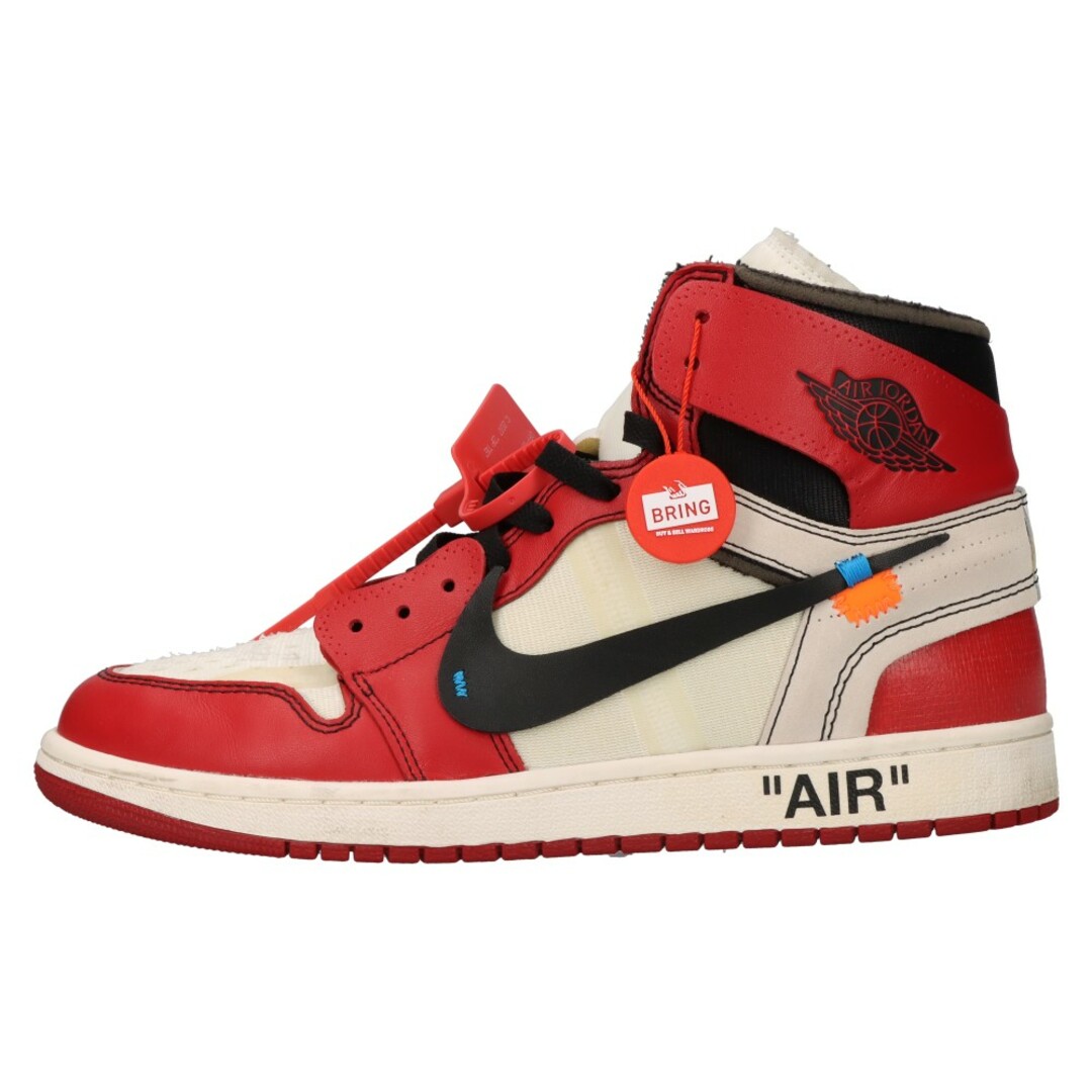 NIKE ナイキ ×OFF-WHITE THE 10 AIR JORDAN 1 CHICAGO×オフホワイト ザテン エアジョーダン1 シカゴ ハイカットスニーカー ホワイト/レッド US10/28cm AA3834-101295センチワイズ